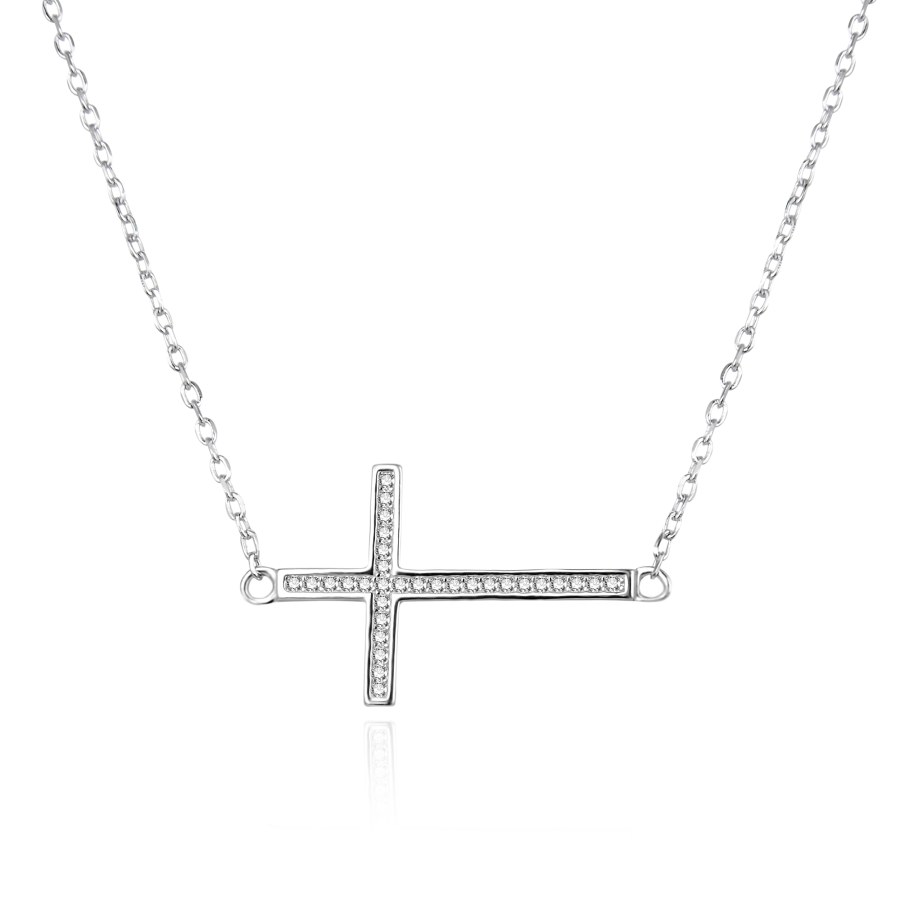 Agato Stříbrný náhrdelník Křížek se zirkony AGS1541/47 - Náhrdelníky