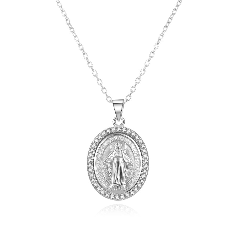 Agato Stříbrný náhrdelník Madona AGS1603/47 (řetízek, přívěsek) - Náhrdelníky