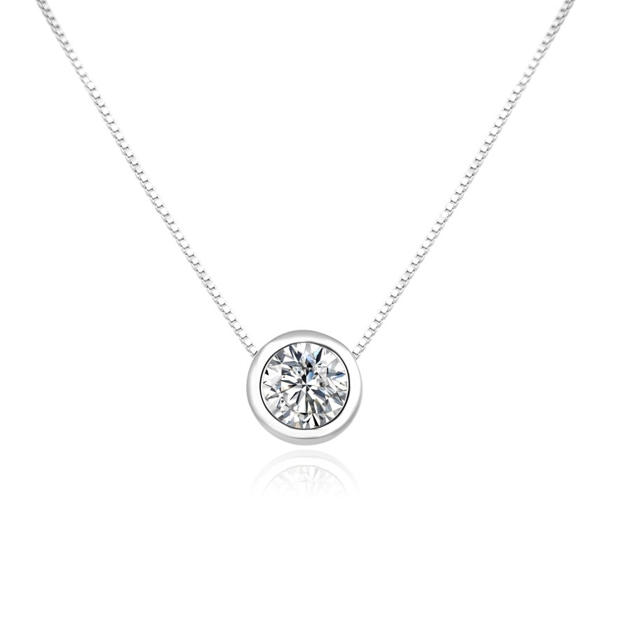 Agato Stříbrný náhrdelník s čirým zirkonem AGS1579/47-W - Náhrdelníky