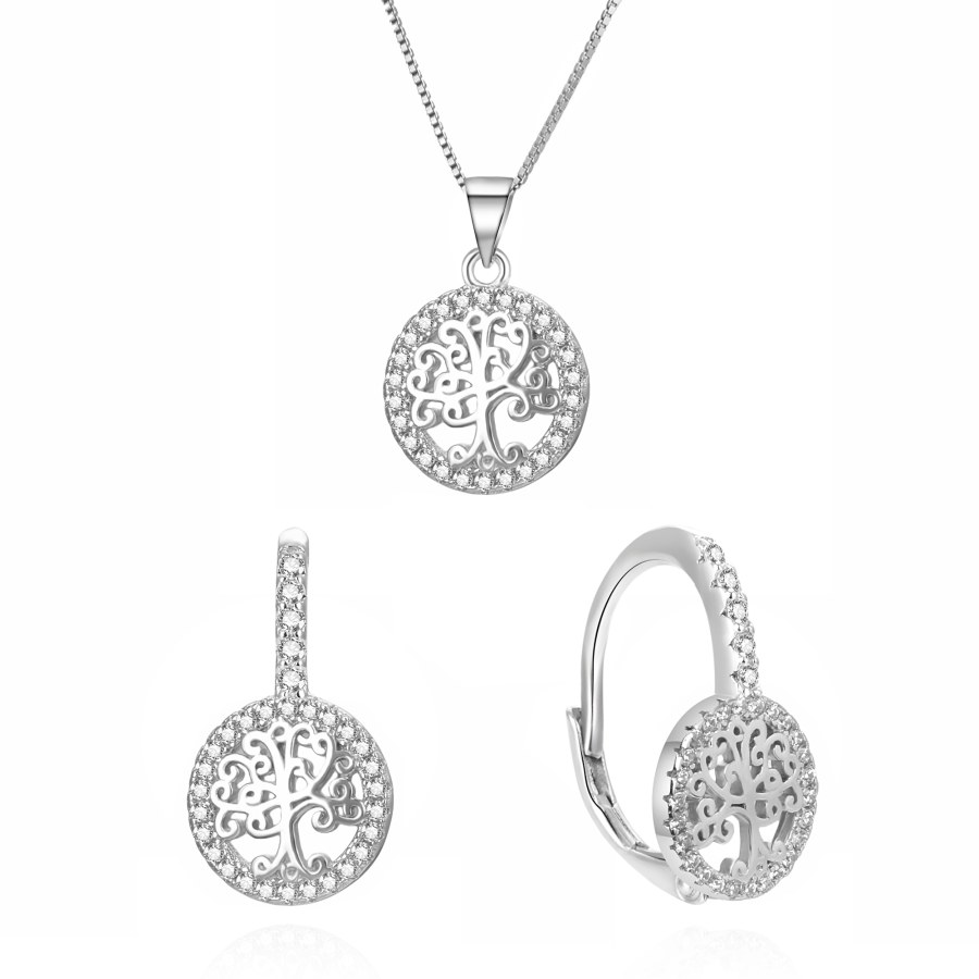 Agato Stylová stříbrná sada šperku Strom života AGSET368R (řetízek, přívěsek, náušnice) - Náhrdelníky