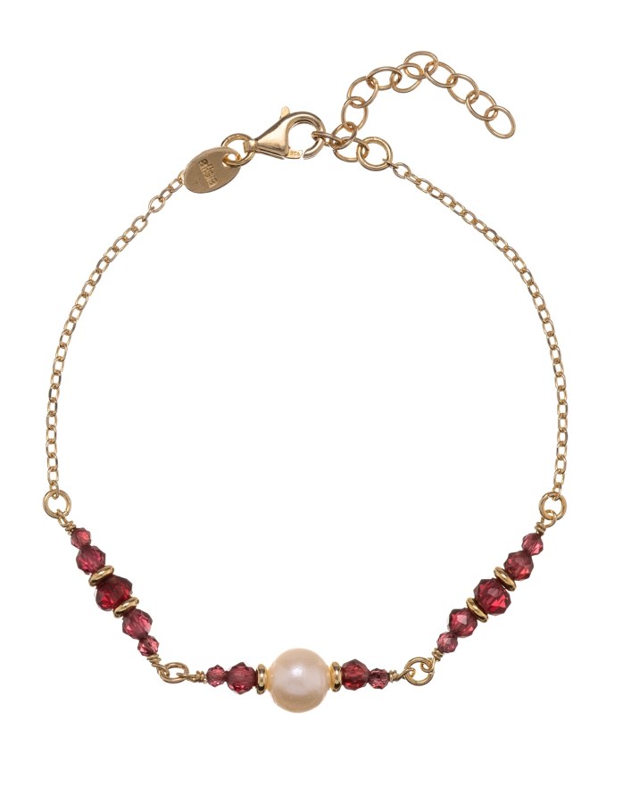 Alisia Pozlacený náramek s&nbsp;perlami a&nbsp;granáty AL5180.01.029 - Náramky Korálkové náramky