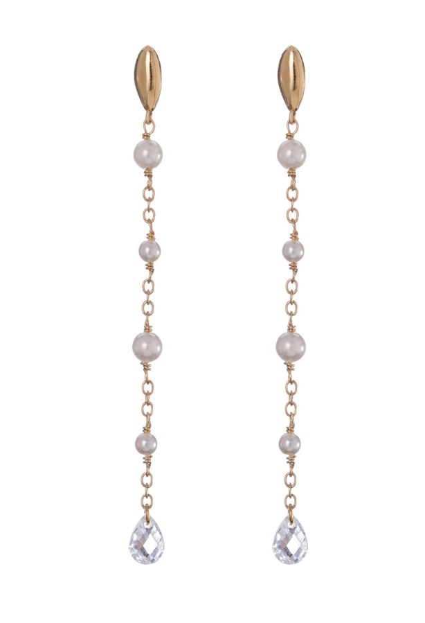 Alisia Dlouhé pozlacené náušnice s umělými perlami a zirkonem AL4924.01.000