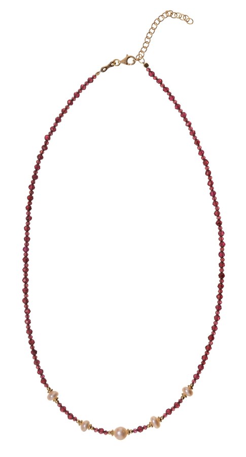 Alisia Krásný náhrdelník z&nbsp;granátu s&nbsp;pravými perlami AL5177.01.029 - Náhrdelníky Perlové náhrdelníky