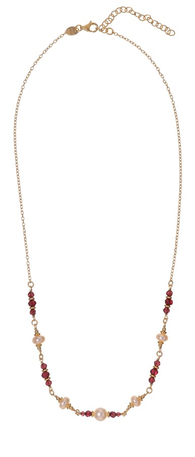 Alisia Pozlacený náhrdelník s&nbsp;perlami a&nbsp;granáty AL5179.01.029 - Náhrdelníky Náhrdelníky s&nbsp;korálky