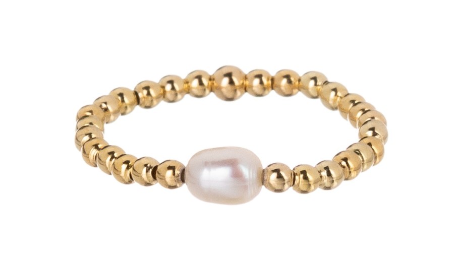 Alisia Pozlacený kuličkový prsten se sladkovodní perlou AL4794.01.000.D 53 mm - Prsteny Prsteny bez kamínku