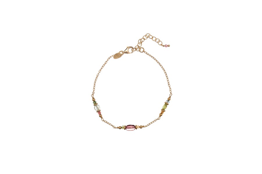 Alisia Pozlacený náramek s&nbsp;korálky turmalínu AL5279.01.000 - Náramky Řetízkové náramky