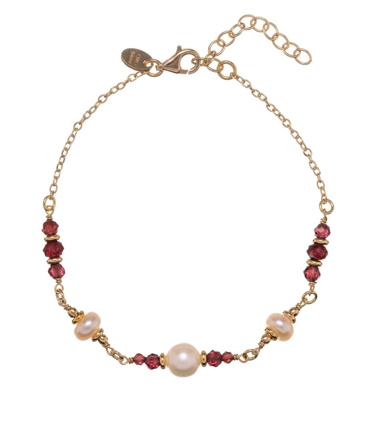 Alisia Pozlacený náramek s&nbsp;perlami a&nbsp;granáty AL5182.01.029 - Náramky Korálkové náramky