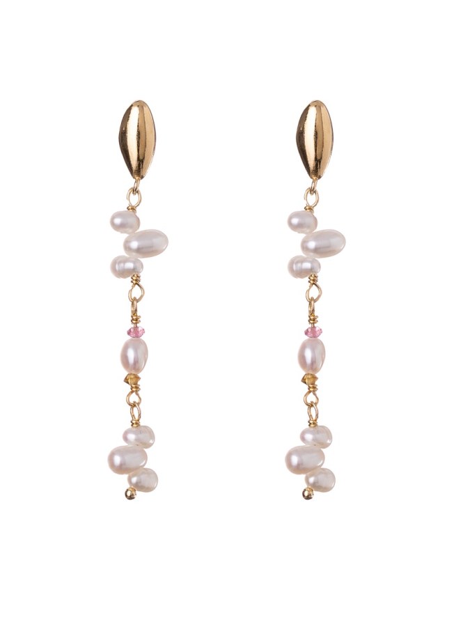 Alisia Visací pozlacené náušnice s perlami a turmalínem AL4660.01.000