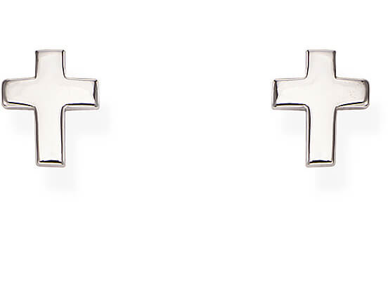 Amen Elegantní stříbrné náušnice ve tvaru křížků Cross ORCROB - Náušnice Pecky