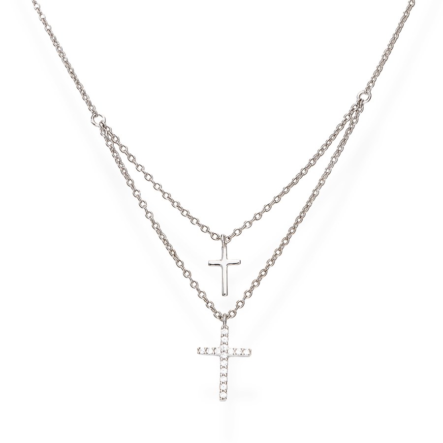 Amen Jemný stříbrný náhrdelník s křížky CL2CROSSBBZ - Náhrdelníky