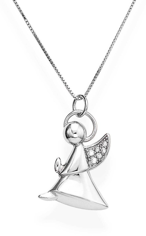 Amen Půvabný stříbrný náhrdelník se zirkony Angels A5BB (řetízek, přívěsek) - Náhrdelníky