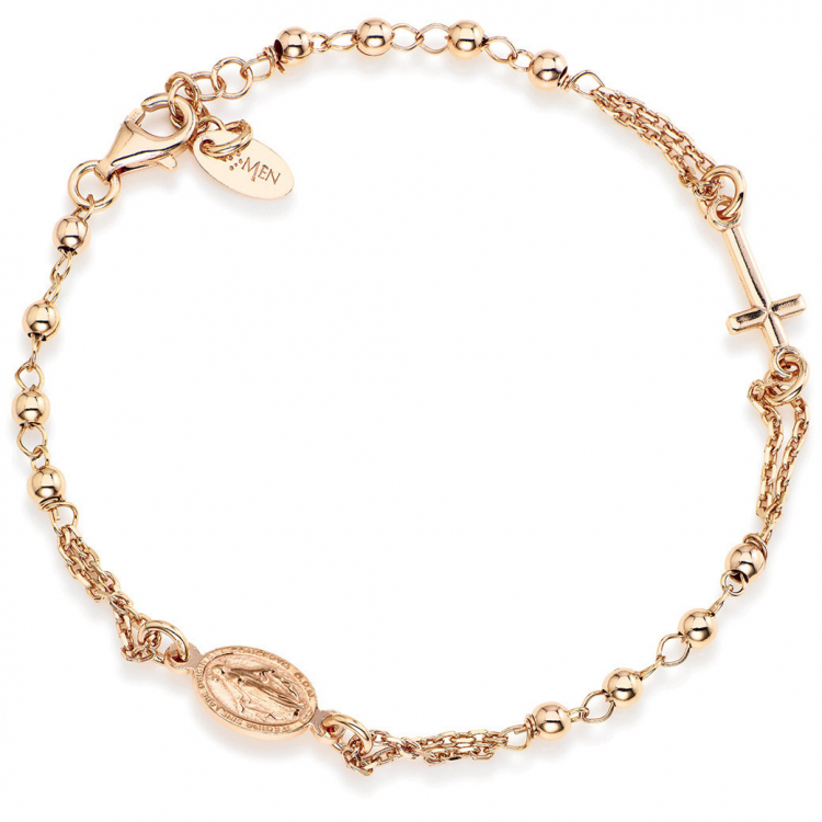 Amen Růžově pozlacený stříbrný náramek Rosary BROR3 Amen Růžově pozlacený stříbrný náramek Rosary BROR3 - Náramky