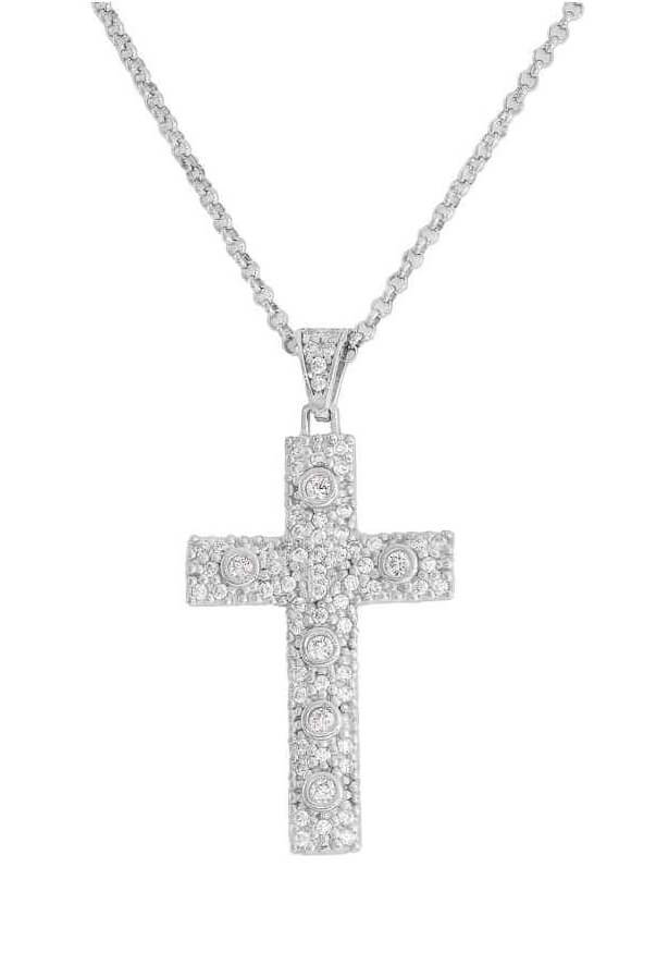 Amen Stříbrný náhrdelník se zirkony Křížek Cross CCZBB (řetízek, přívěsek) - Náhrdelníky