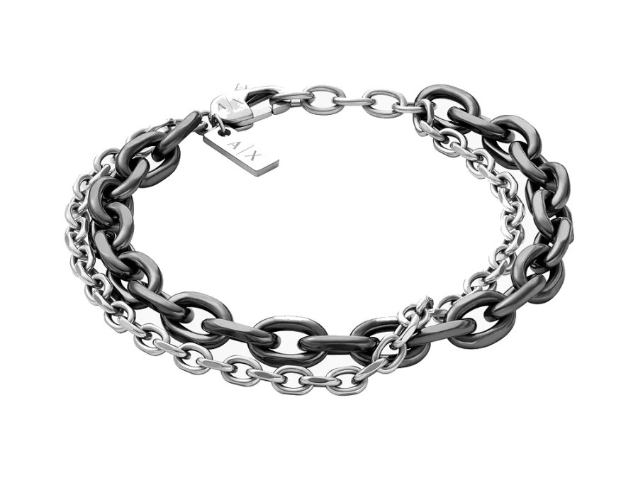 Armani Exchange Dvojitý ocelový náramek pro muže AXG0161060 - Náramky Řetízkové náramky