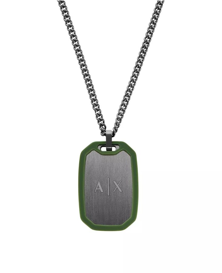 Armani Exchange Ocelový náhrdelník pro muže Psí známka AXG0170060