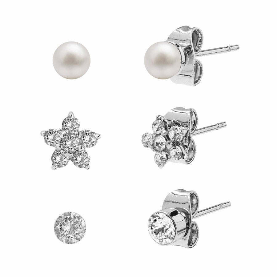 AURA Sada peckových náušnic s krystaly Preciosa AUPC001 (3 páry náušnic)