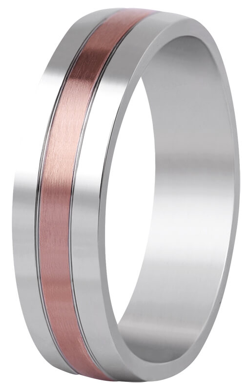 Beneto Bicolor prsten z oceli SPP10 54 mm - Prsteny Snubní prsteny Snubní prsteny bez kamínku