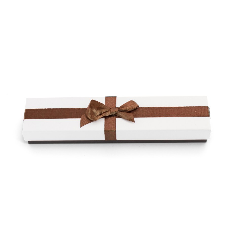 Beneto Bílá dárková krabička s hnědou stužkou KP9-20 - Dárkové krabičky na šperky Krabičky na šperky Krabičky na šperky - velké
