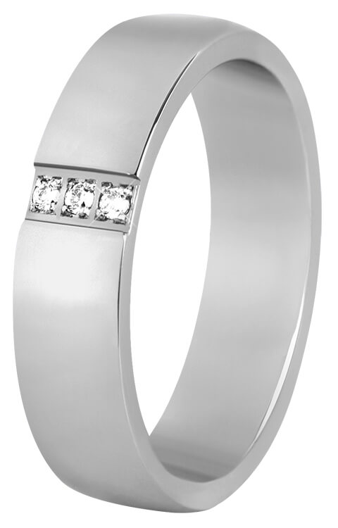 Beneto Dámský prsten z oceli s krystaly SPD01 49 mm - Prsteny Snubní prsteny Snubní prsteny s kamínkem