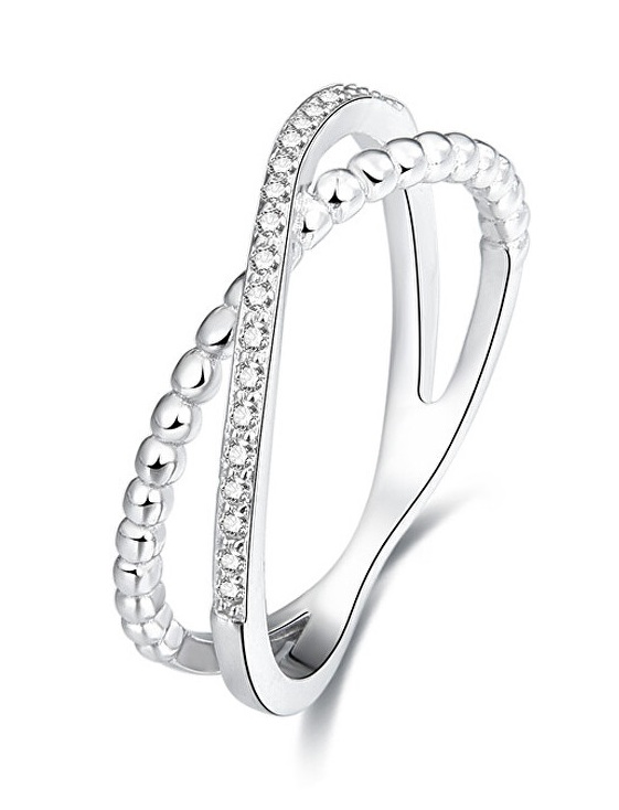 Beneto Dvojitý prsten ze stříbra AGG145 58 mm - Prsteny Prsteny s&nbsp;kamínkem