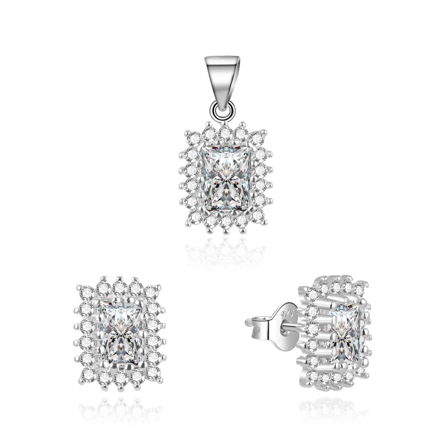 Beneto Elegantní souprava šperků se zirkony TAGSET197 (přívěsek, náušnice) - Náušnice Pecky