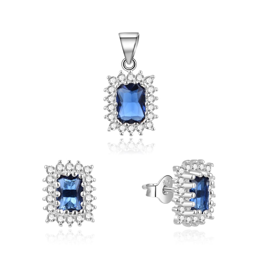 Beneto Elegantní souprava šperků se zirkony TAGSET287 (přívěsek, náušnice) - Náušnice Pecky