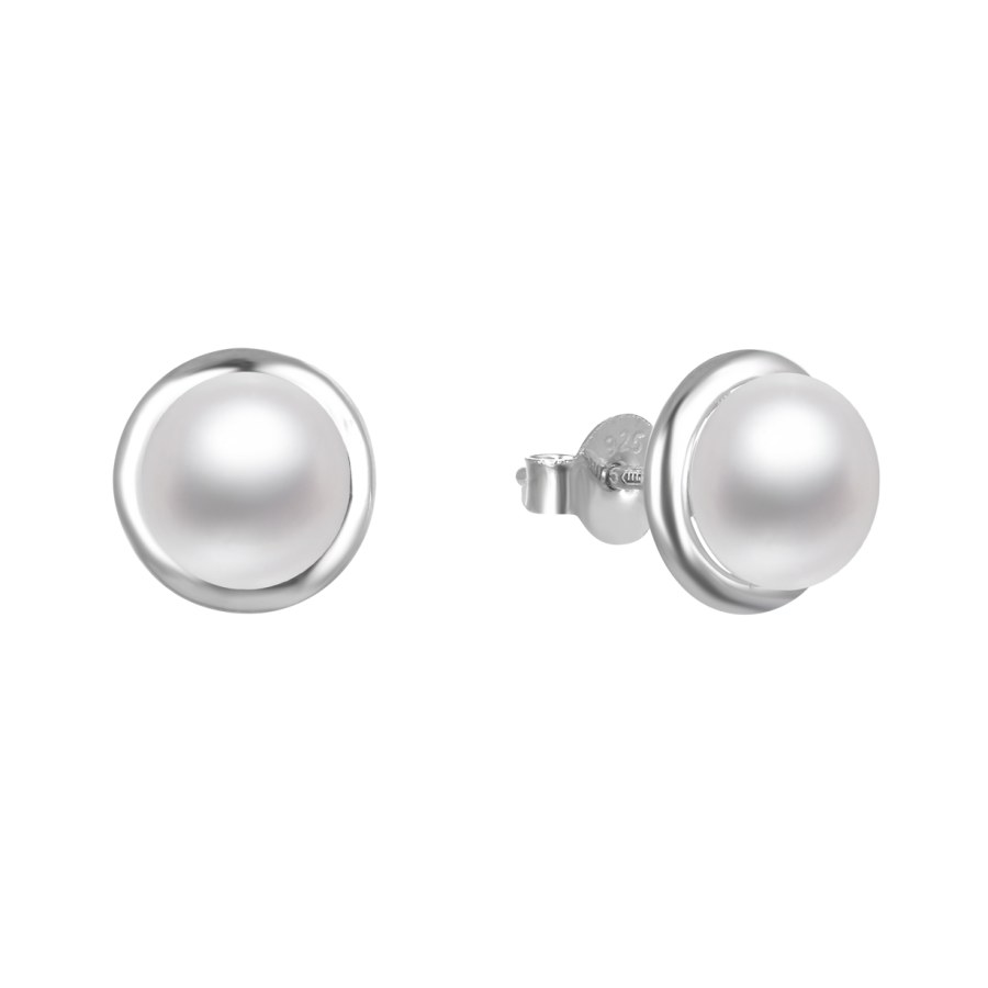 Beneto Elegantní stříbrné náušnice s perlami AGUP2685P - Náušnice Pecky