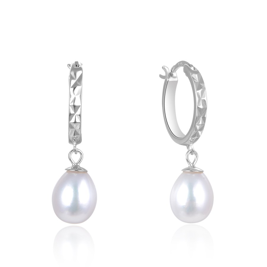 Beneto Elegantní stříbrné náušnice s pravými perlami AGUC2675P - Náušnice Visací náušnice