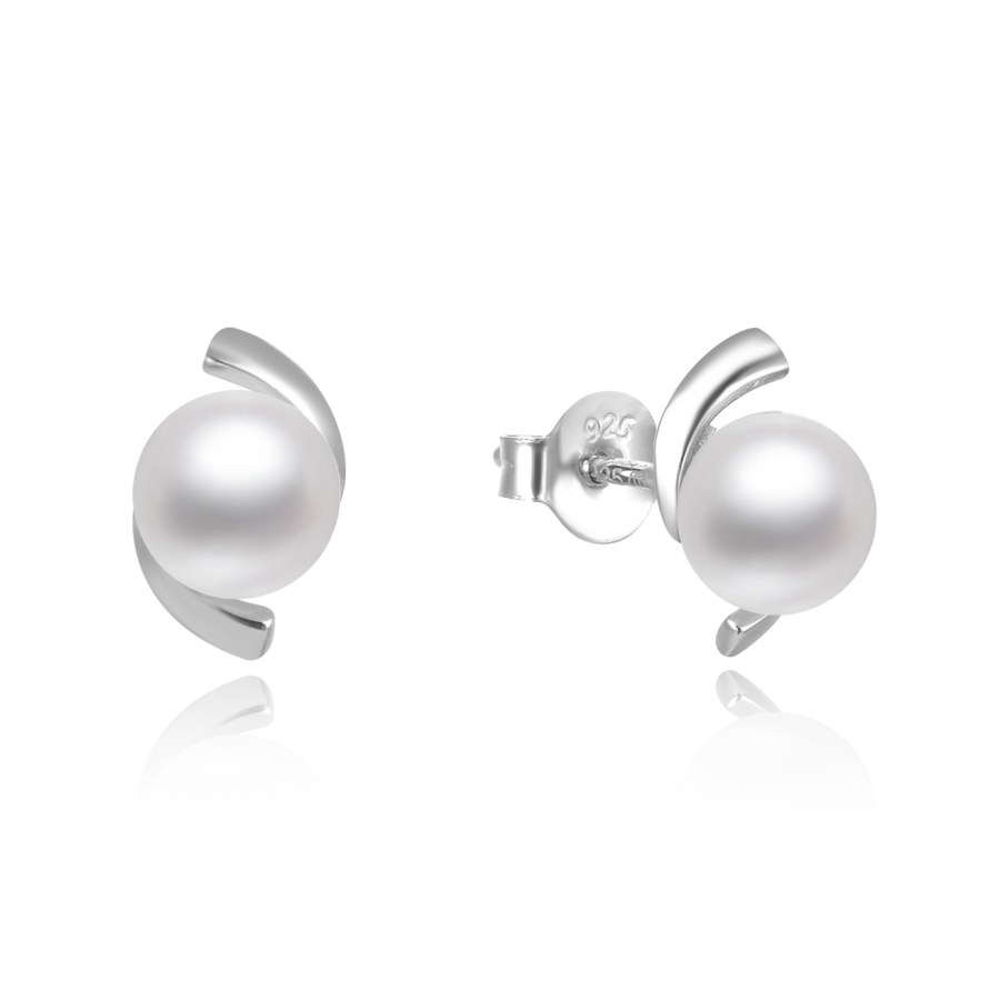Beneto Elegantní stříbrné perlové náušnice AGUP2668P - Náušnice Pecky