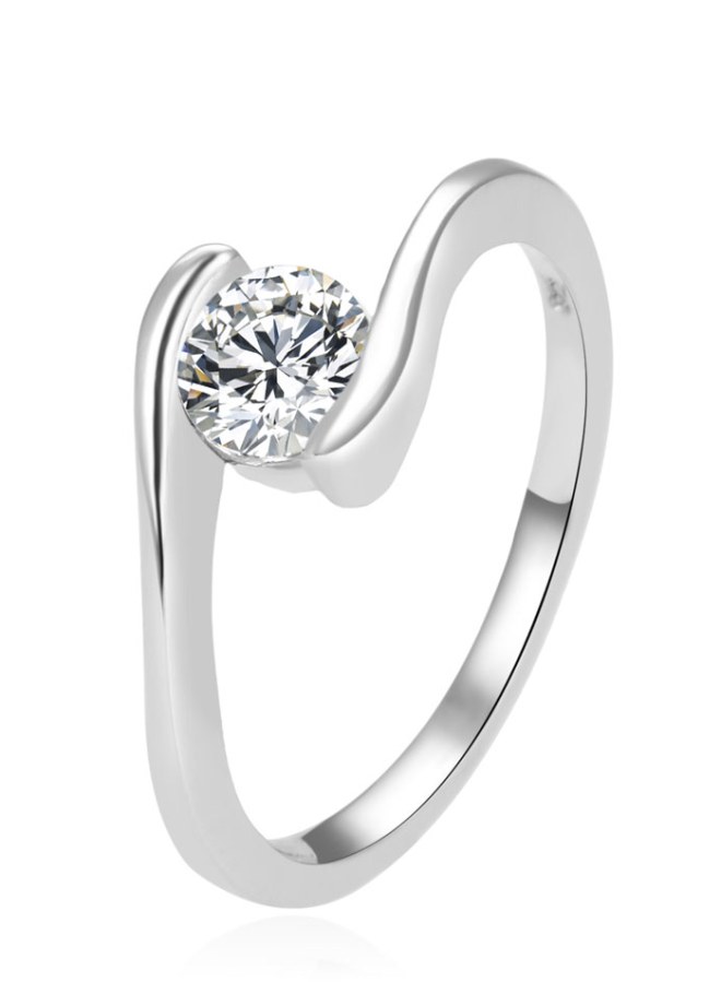 Beneto Elegantní stříbrný prsten s čirým zirkonem AGG367 54 mm - Prsteny Prsteny s kamínkem