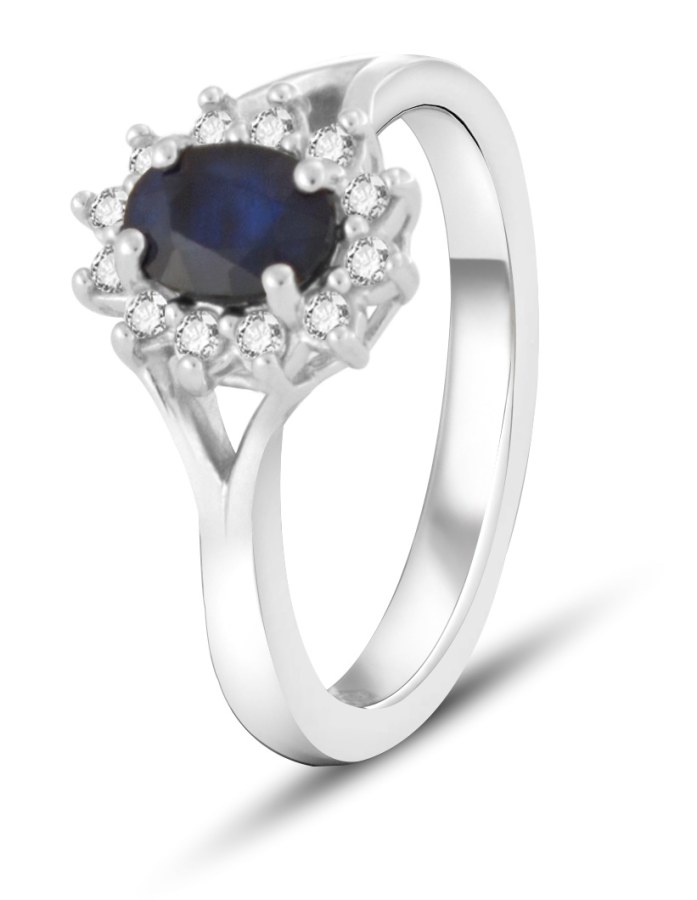 Beneto Exclusive Okouzlujicí prsten s modrým safírem SAFAGG4 58 mm - Prsteny Prsteny s kamínkem