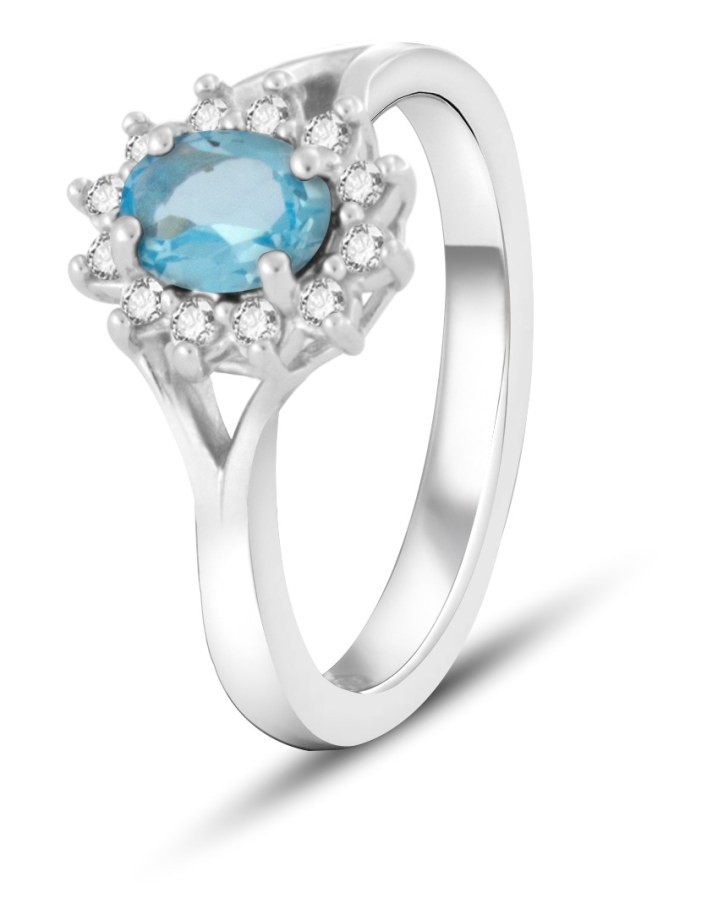 Beneto Exclusive Okouzlujicí prsten s modrým topazem TOPAGG4 50 mm - Prsteny Prsteny s kamínkem