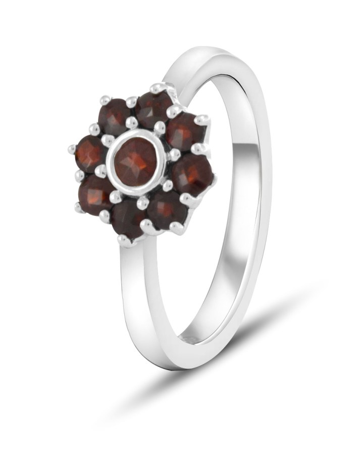 Beneto Exclusive Půvabný stříbrný prsten s granáty GRAAGG1 54 mm - Prsteny Prsteny s kamínkem