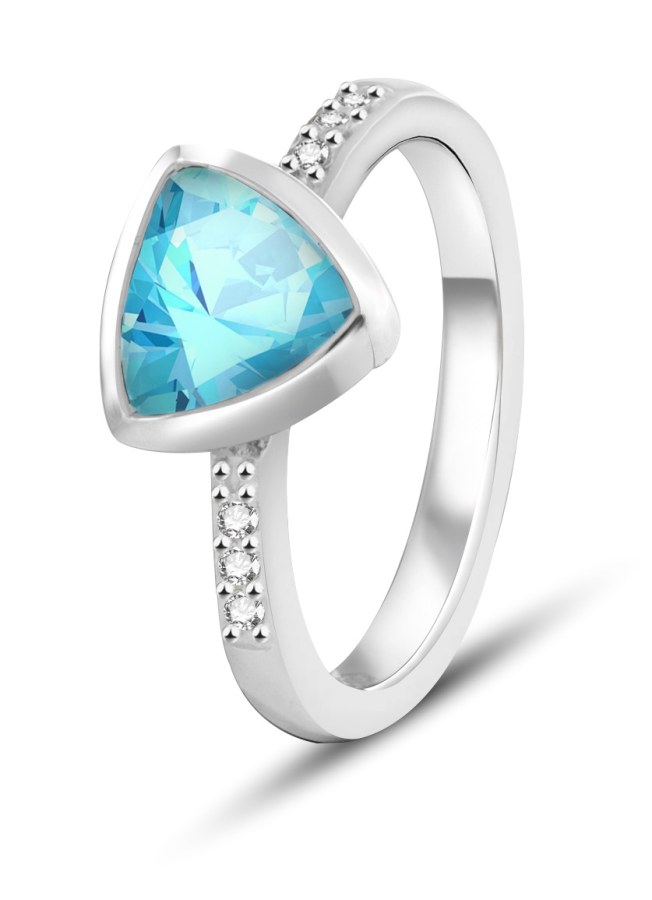 Beneto Exclusive Stříbrný prsten se světle modrým topazem TOPAGG2 58 mm - Prsteny Prsteny s kamínkem