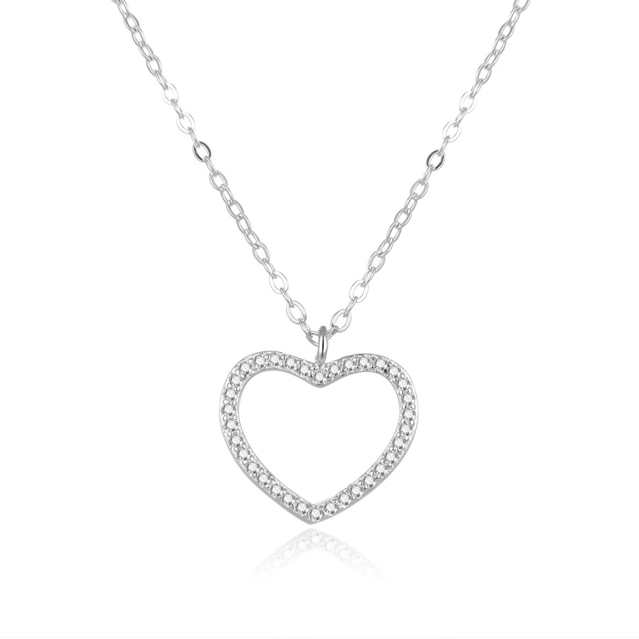 Beneto Krásný stříbrný náhrdelník se srdíčkem AGS886/47 - Náhrdelníky
