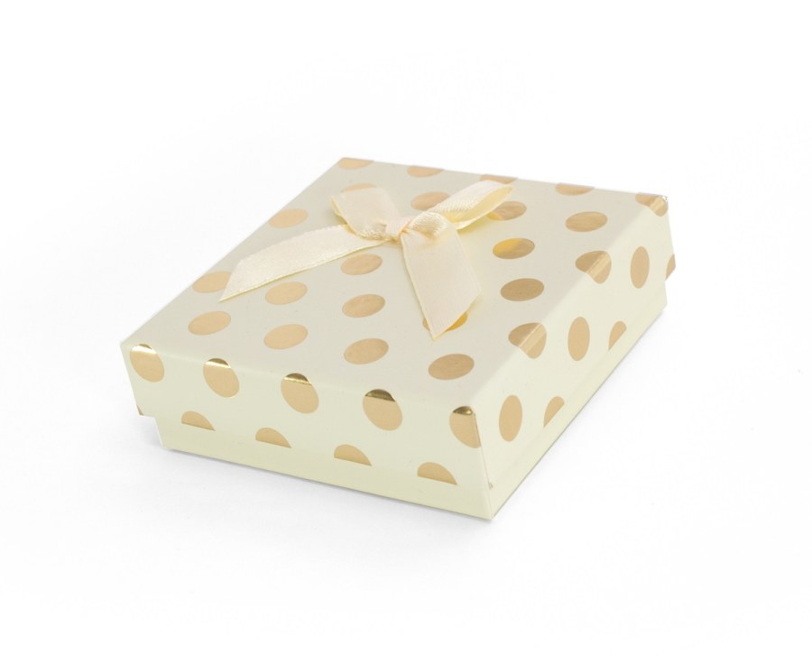 Beneto Krémová dárková krabička se zlatými puntíky KP6-9 - Dárkové krabičky na šperky Krabičky na šperky Krabičky na šperky - velké