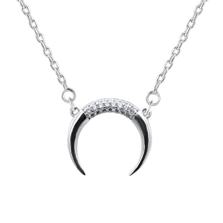 Beneto Minimalistický stříbrný náhrdelník Půlměsíc AGS650/47 - Náhrdelníky