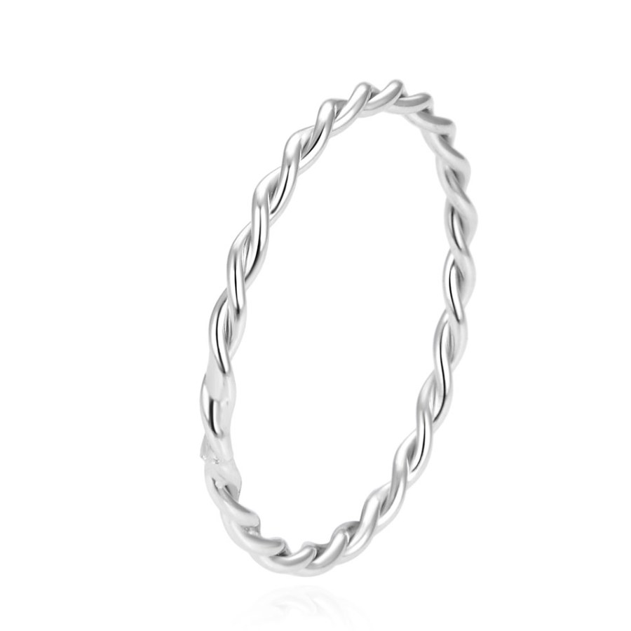 Beneto Minimalistický stříbrný kroucený prsten AGG315L 50 mm - Prsteny Prsteny bez kamínku