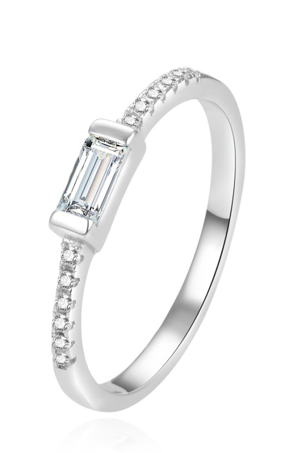 Beneto Minimalistický stříbrný prsten se zirkony AGG407 60 mm - Prsteny Prsteny s kamínkem