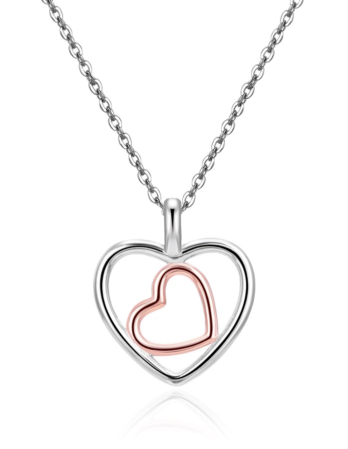 Beneto Nádherný stříbrný náhrdelník Srdce AGS1535/47 - Náhrdelníky