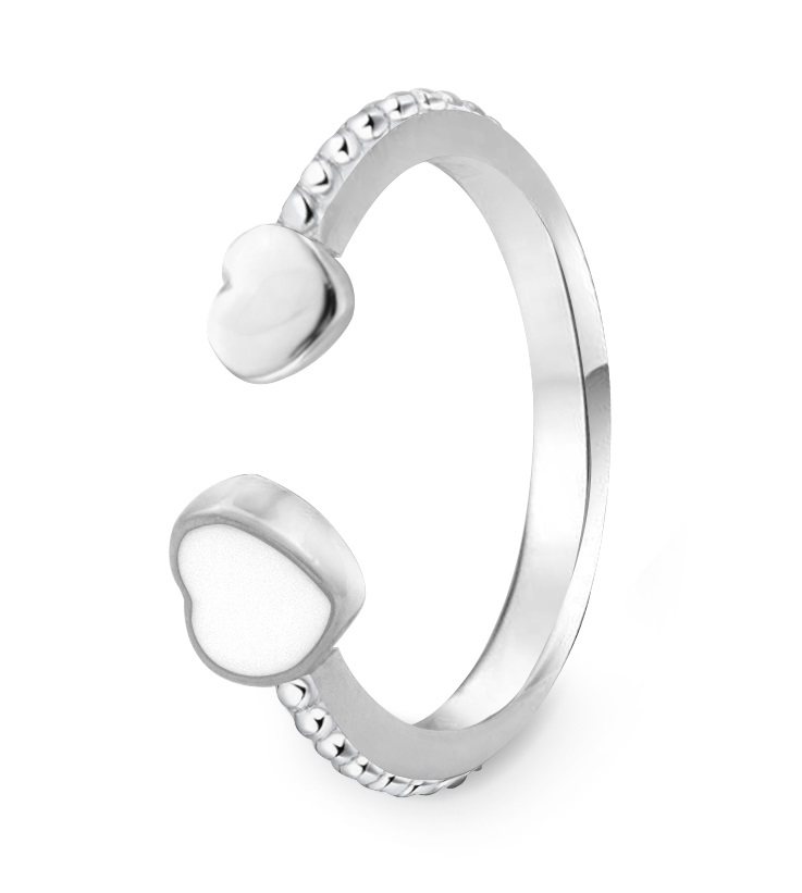 Beneto Něžný otevřený prsten ze stříbra se srdíčky AGG472 - Prsteny Otevřené prsteny