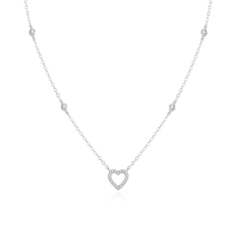 Beneto Něžný stříbrný náhrdelník se srdíčkem AGS1040/47 - Náhrdelníky