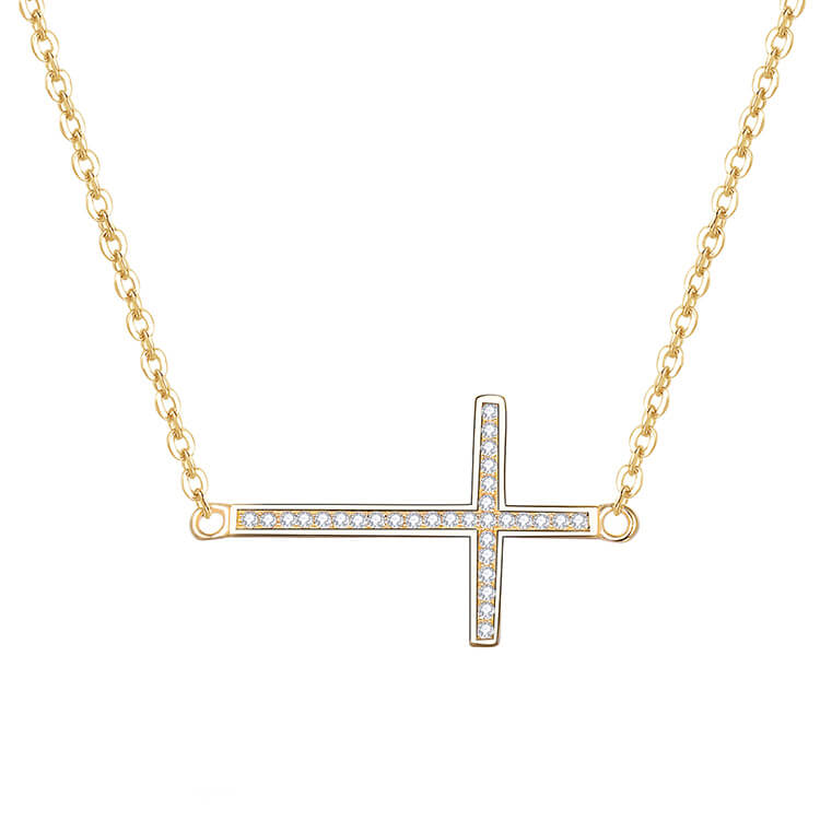 Beneto Pozlacený stříbrný náhrdelník s křížkem AGS196/47-GOLD - Náhrdelníky