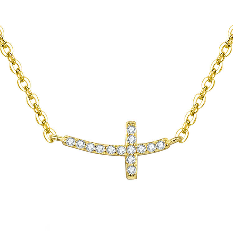 Beneto Pozlacený stříbrný náhrdelník s křížkem AGS546/47-GOLD - Náhrdelníky
