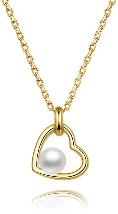 Beneto Pozlacený stříbrný náhrdelník s říční perlou AGS1230/47P-GOLD - Náhrdelníky
