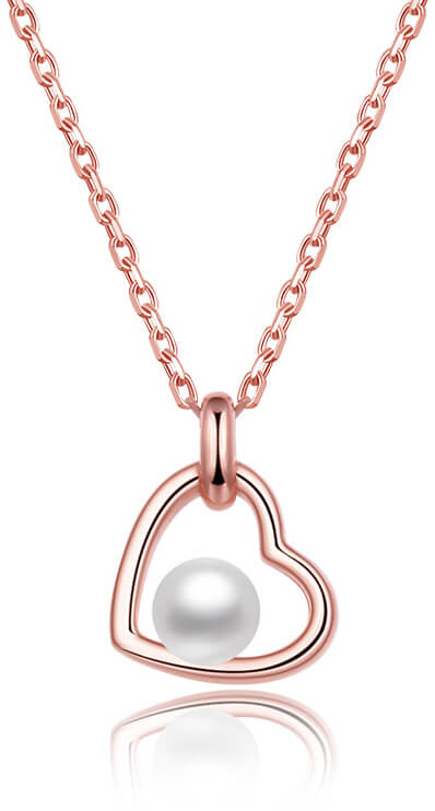 Beneto Pozlacený stříbrný náhrdelník s říční perlou AGS1230/47P-ROSE - Náhrdelníky