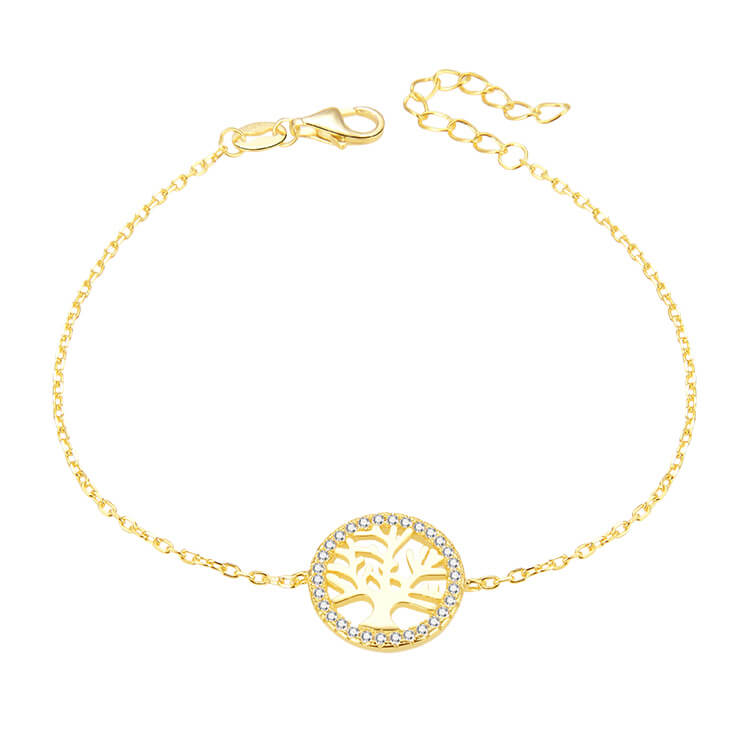 Beneto Pozlacený stříbrný náramek se stromem života AGB485/20-GOLD - Náramky Náramky se symboly