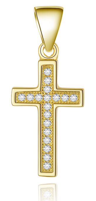 Beneto Pozlacený stříbrný přívěsek Křížek AGH589-GOLD - Přívěsky a korálky