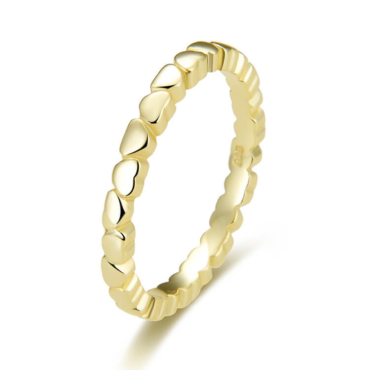 Beneto Pozlacený stříbrný prsten se srdíčky AGG344-GOLD 62 mm - Prsteny Prsteny bez kamínku