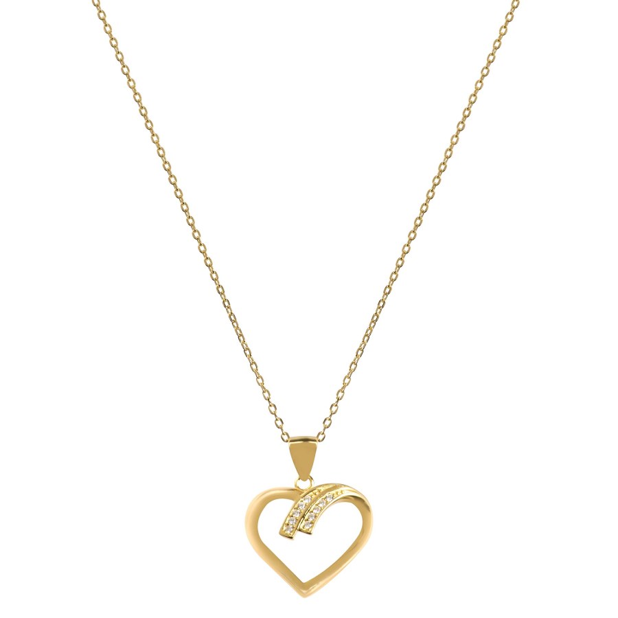 Beneto Pozlacený stříbrný náhrdelník se srdcem AGS1138/47-GOLD (řetízek, přívěsek) - Náhrdelníky